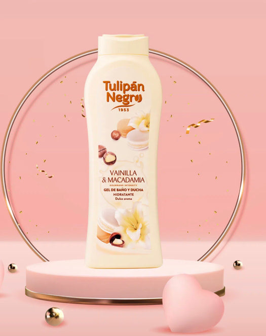 Gel de baño tulipán negro Vainilla y Nueces de Macadamia 650 ml