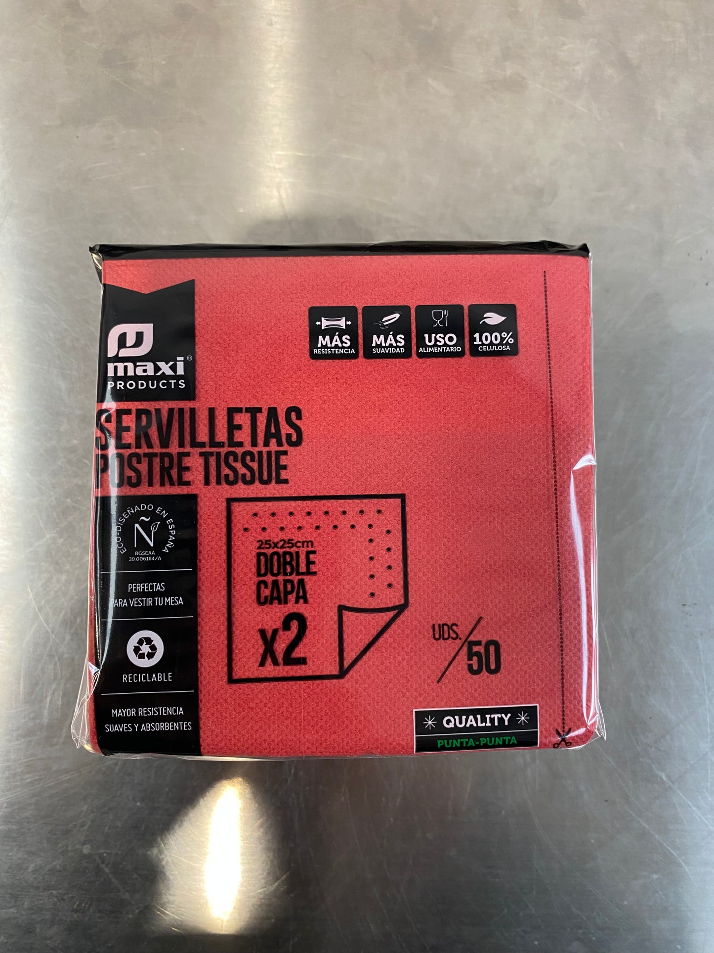 Servilleta Roja doble capa 25x25cm Maxi products