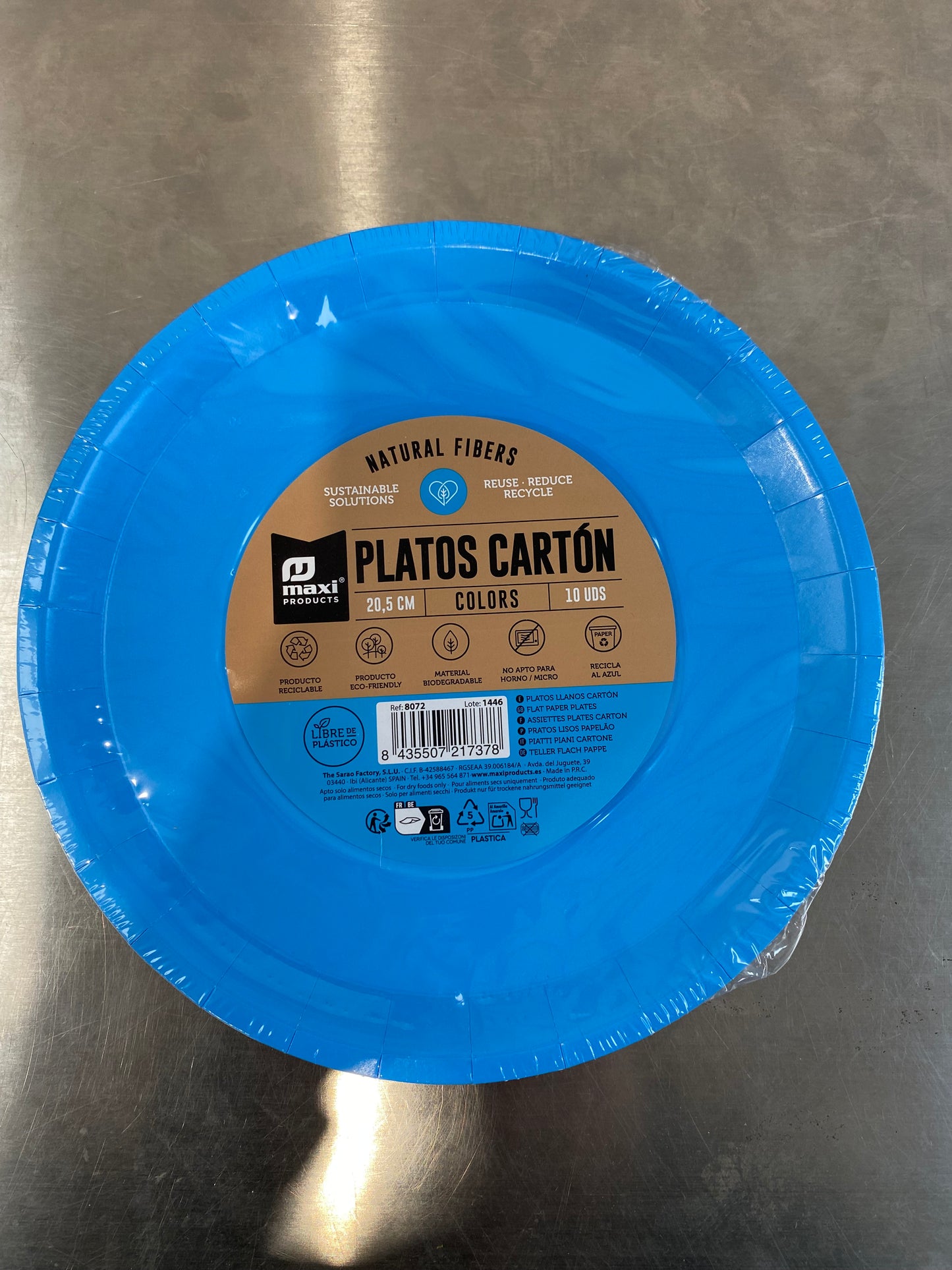 PLATO LLANO
BIODEGRAD. AZUL 20,5cm cartón 10uds