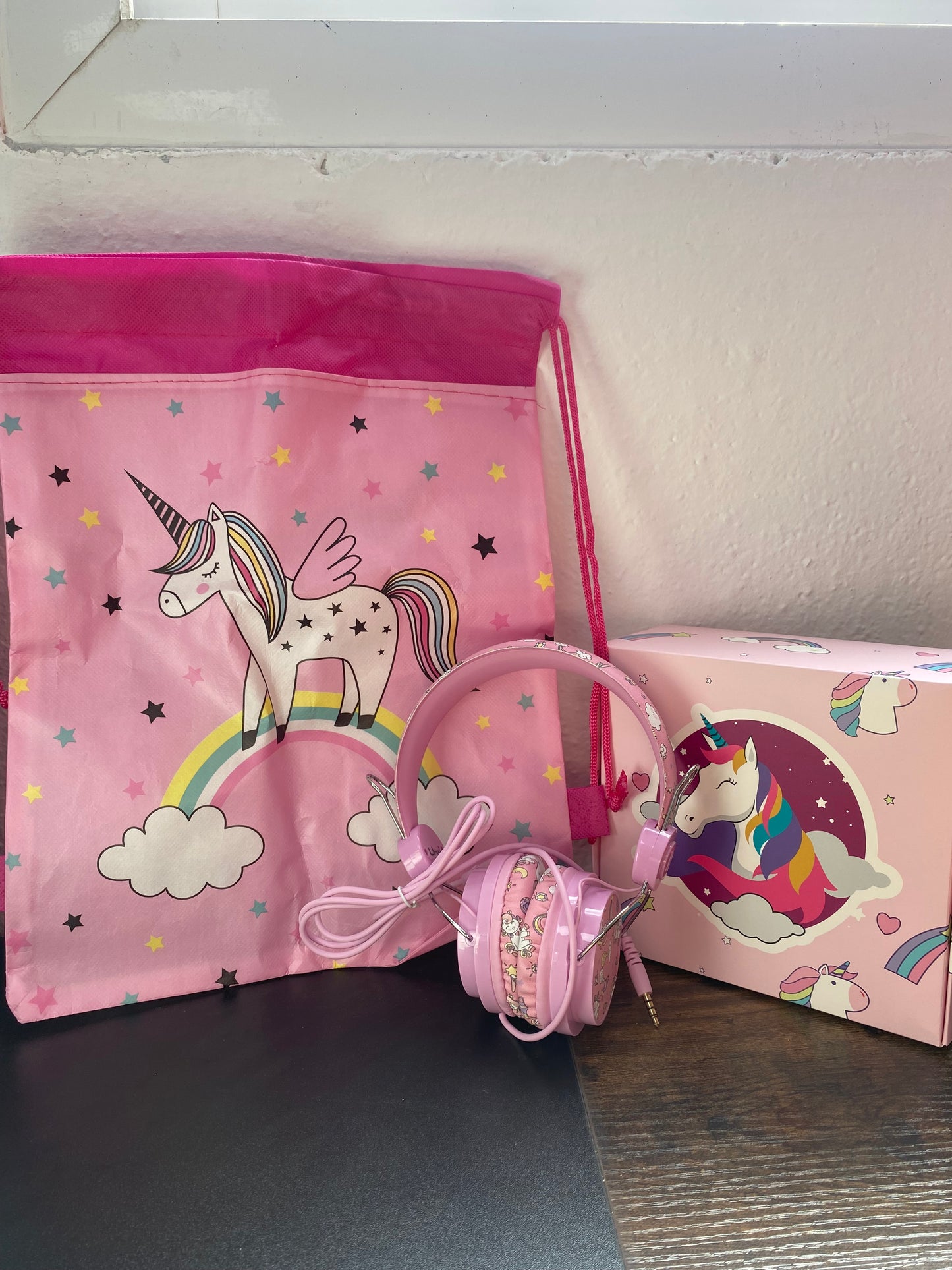 Auricular infantil con mochila diseño unicornio