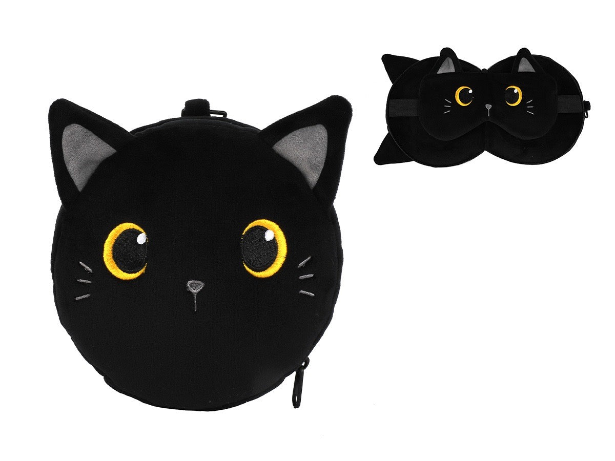 Almohada con antifaz gato negro