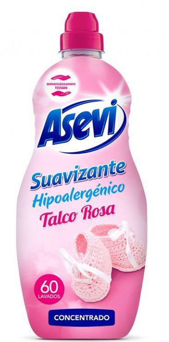 Caja Asevi Suavizante Concentrado 1.38L 60D Hipoalergénico Talco Rosa 10uds