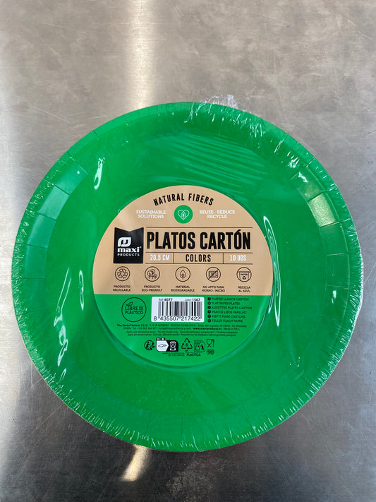 PLATO LLANO
BIODEGRAD. VERDE 20,5cm cartón 10uds