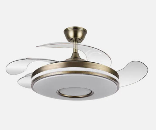 VENTILADOR DANI 59W 6980LM CUERO 4 ASPAS DESPLEGABLES 106D 3000-4200-6500K REMOTO