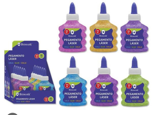 Caja Pegamento colores metalizados 90ml bismark 12 uds