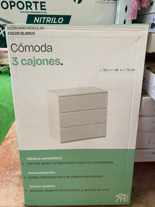 COMODA 3 CAJONES
COLOR BLANCO 73x48x78cm