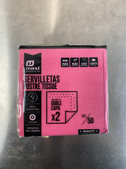 Servilleta Rosa doble capa 25x25cm Maxi products