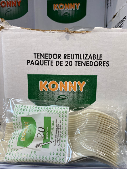 TENEDOR PLASTICO 20uds KONI REUTILIZABLE