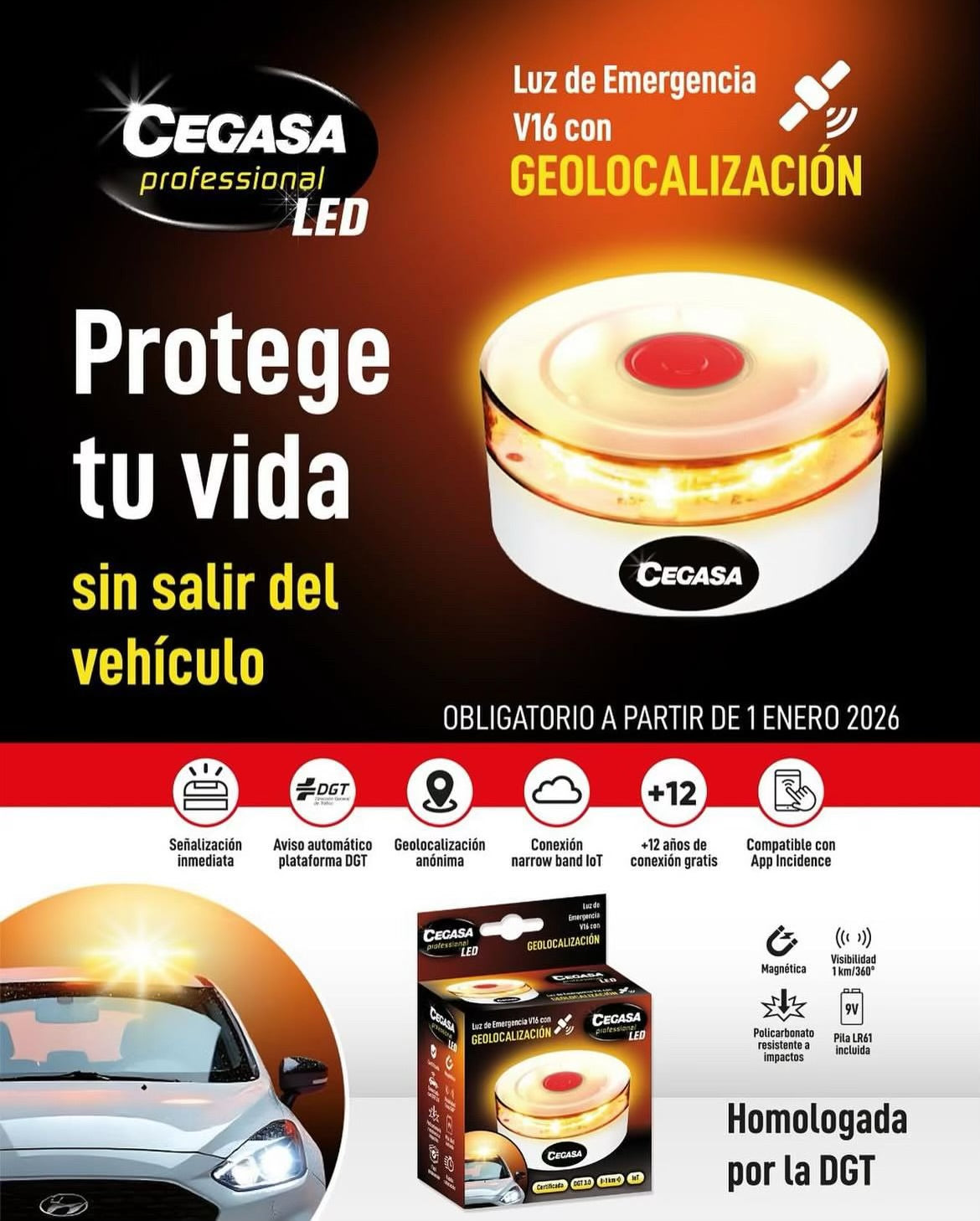 BALIZA V16 CEGASA CON GEOLOCALIZACIÓN