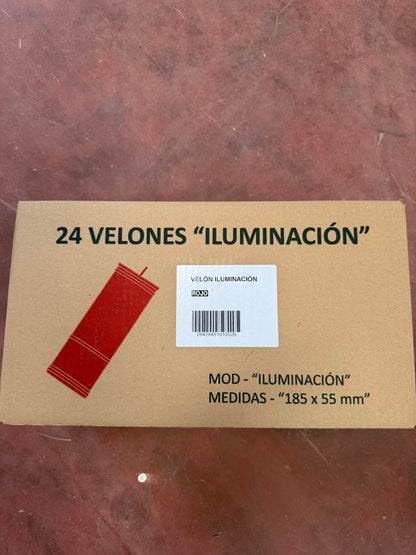 Caja de Velón blanco largo 24uds 185x55cm
