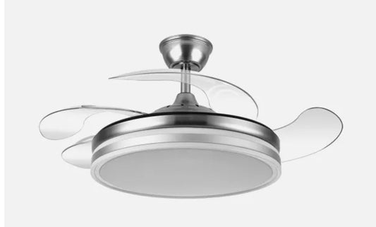 VENTILADOR BAYOMO 59W 6980LM NIQUEL 4 ASPAS DESP. 34,5/42X50/107 D.3 COLOR. DC.REMOTO+REG.INTENSIDAD