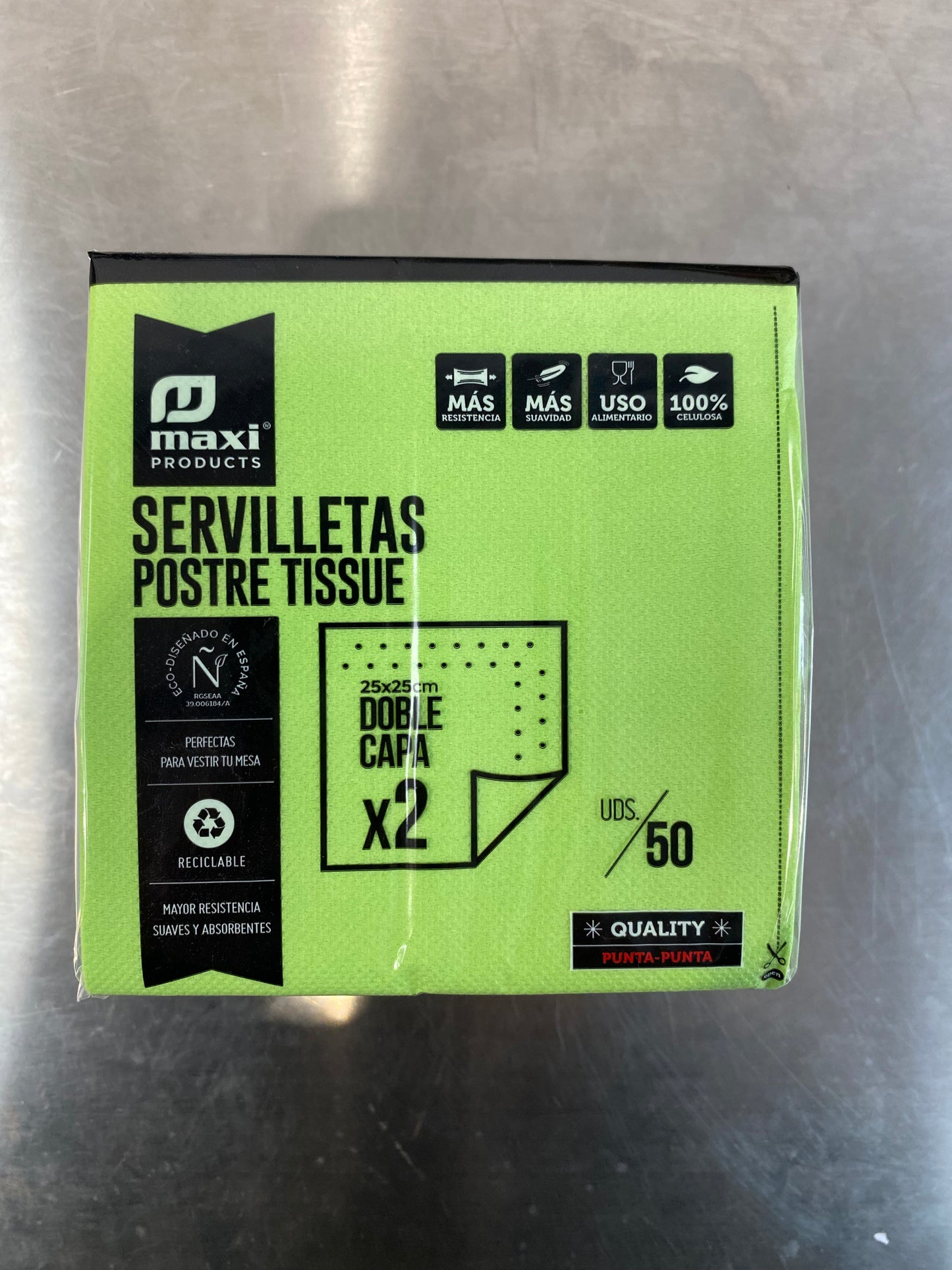 Servilleta Verde Lima doble capa 25x25cm Maxi products