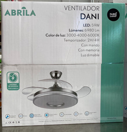 VENTILADOR DC DANI 59W 6980LM BLANCO 4ASPAS 6VELOCIDADES 106D 3000-4200-6500K