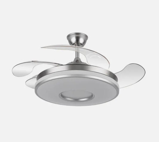 VENTILADOR DANI 59W 6980LM NIQUEL 4 ASPAS DESPLEGABLES 6 VELOCIDADES 106D 3000-4200-6500K