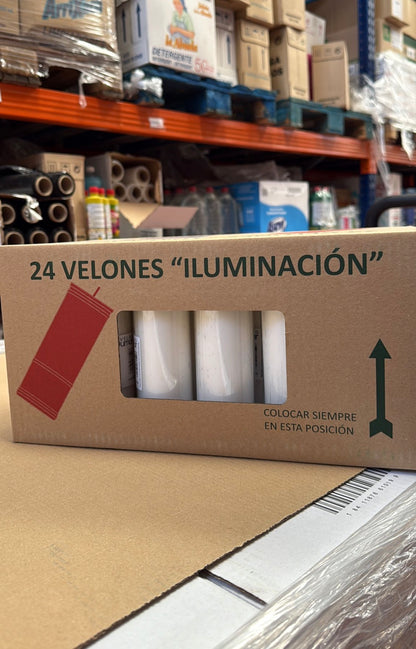 Caja de Velón blanco largo 24unid 185x55cm