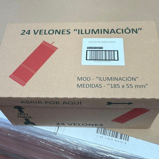 Caja de Velón blanco largo 24unid 185x55cm