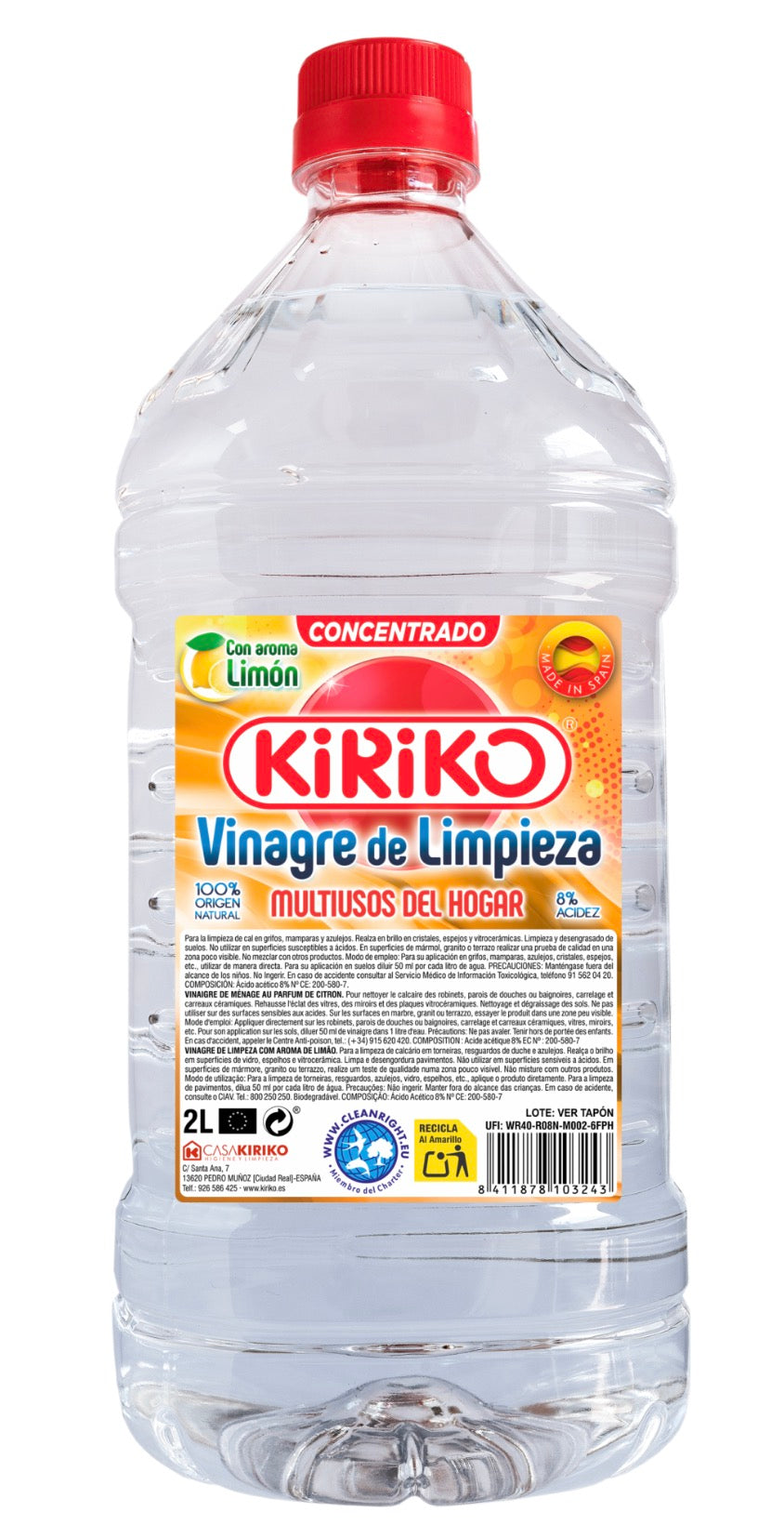 Caja vinagre de limpieza kiriko 2L 6uds