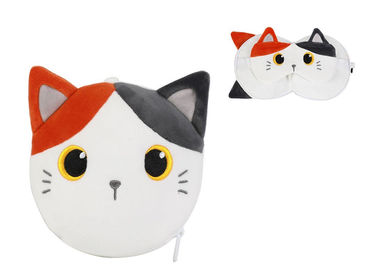 Almohada con antifaz gato marrón