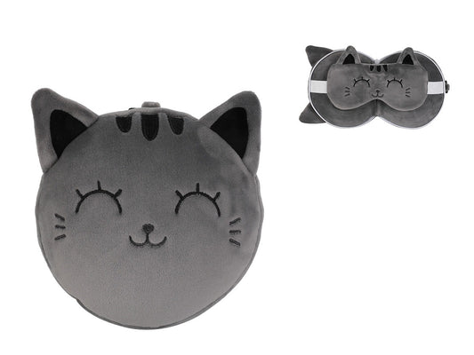 Almohada con antifaz gato gris