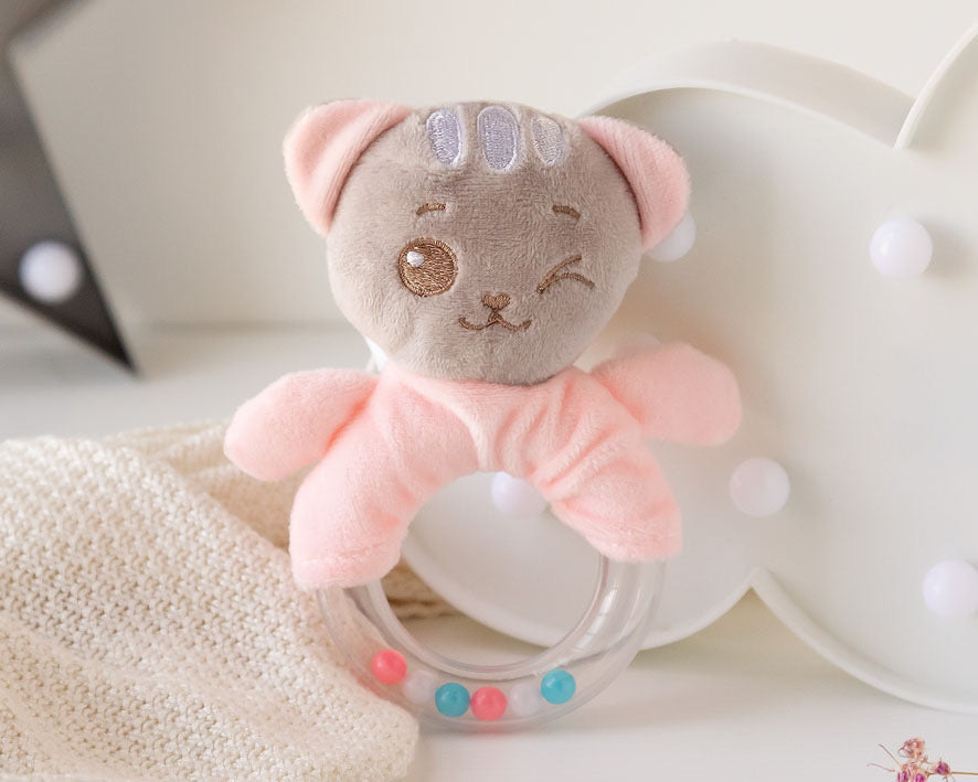 Sonajero mordedor gato rosa 18cm