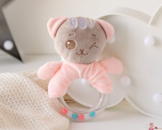 Sonajero mordedor gato rosa 18cm